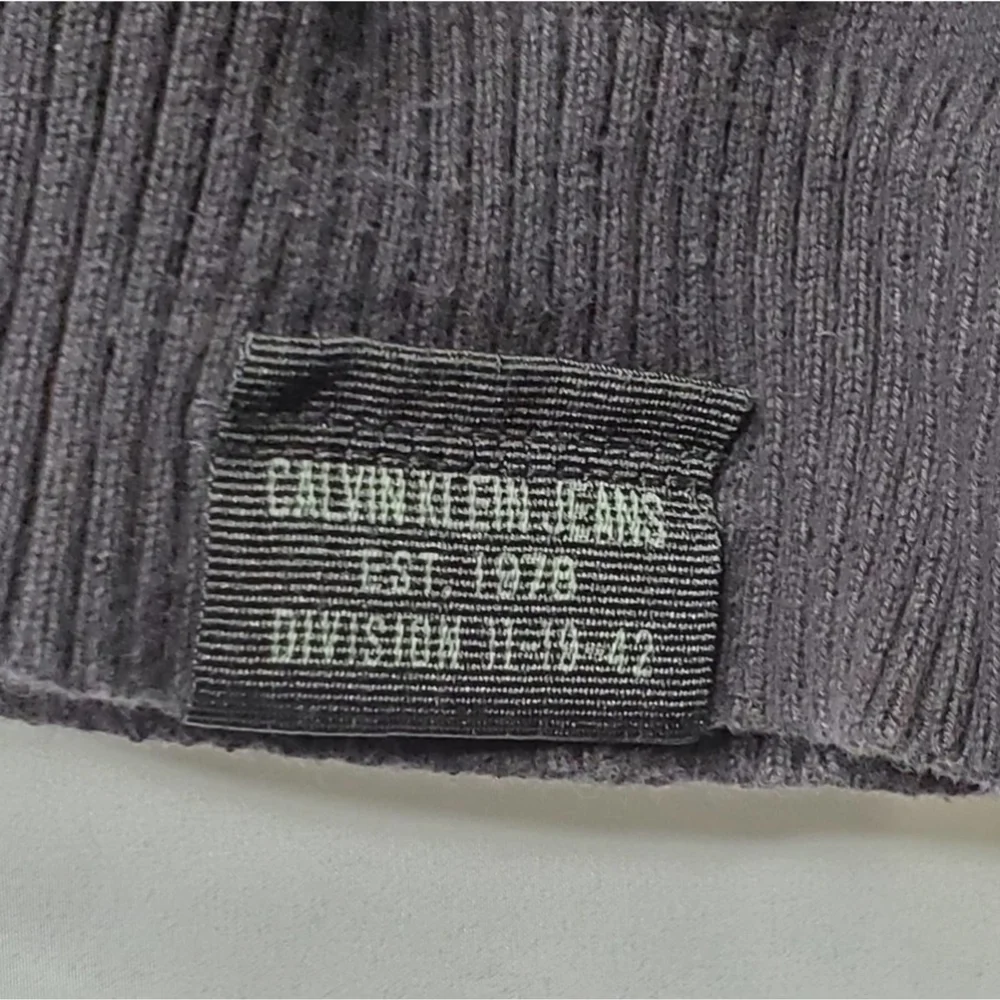 Calvin Klein Jeans Quarter Zip Pullover Sweater Gray Size Large